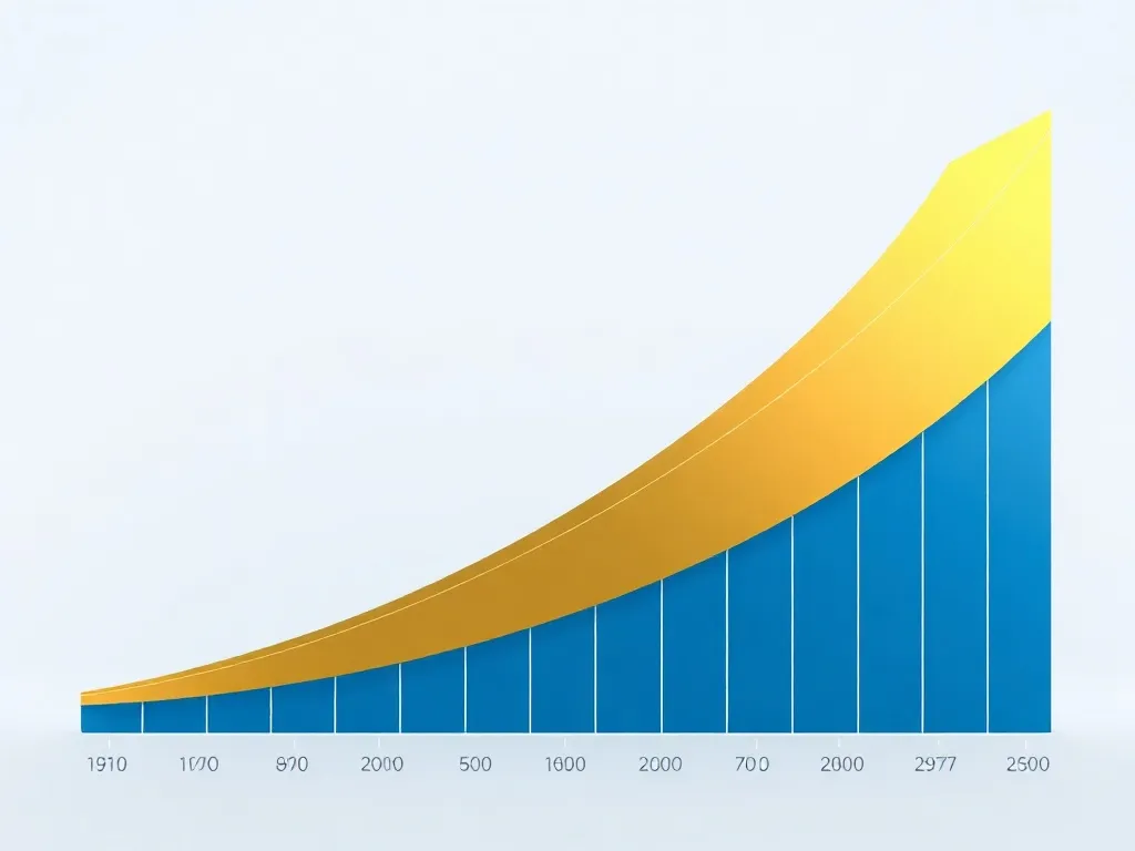 A professional financial chart showing long term growth and
