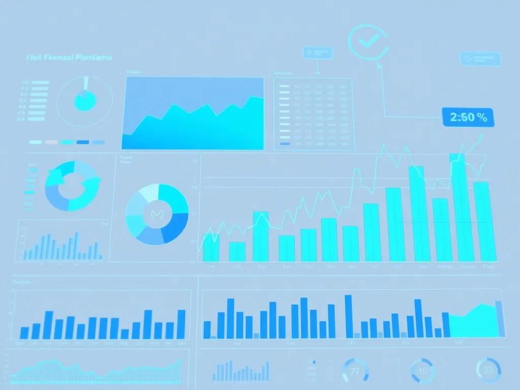 A high-tech digital data visualization showing financial cha